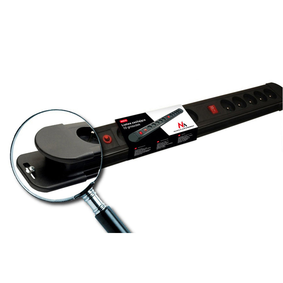 Multiprise Maclean, rallonge 10 prises, 2 interrupteurs, protection et signalisation de surcharge, 3680 W, MCE10