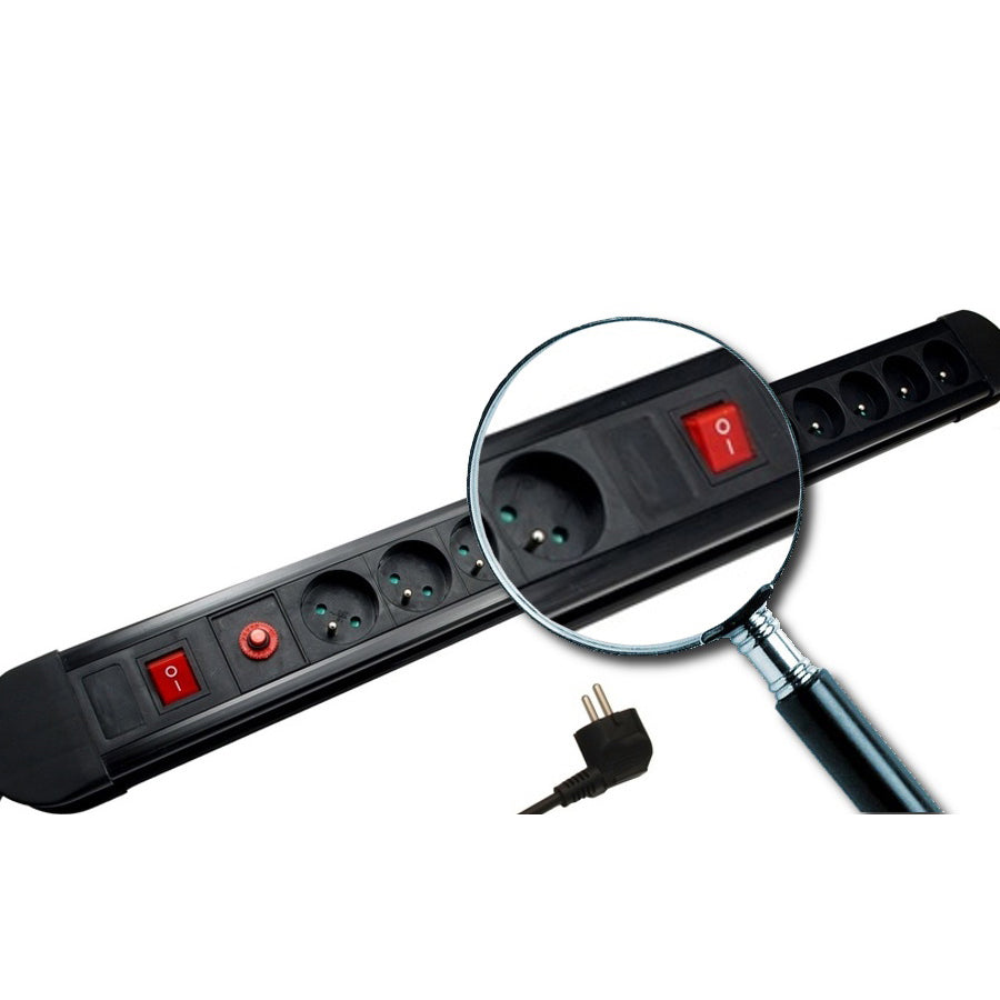 Multiprise Maclean, rallonge 10 prises, 2 interrupteurs, protection et signalisation de surcharge, 3680 W, MCE10