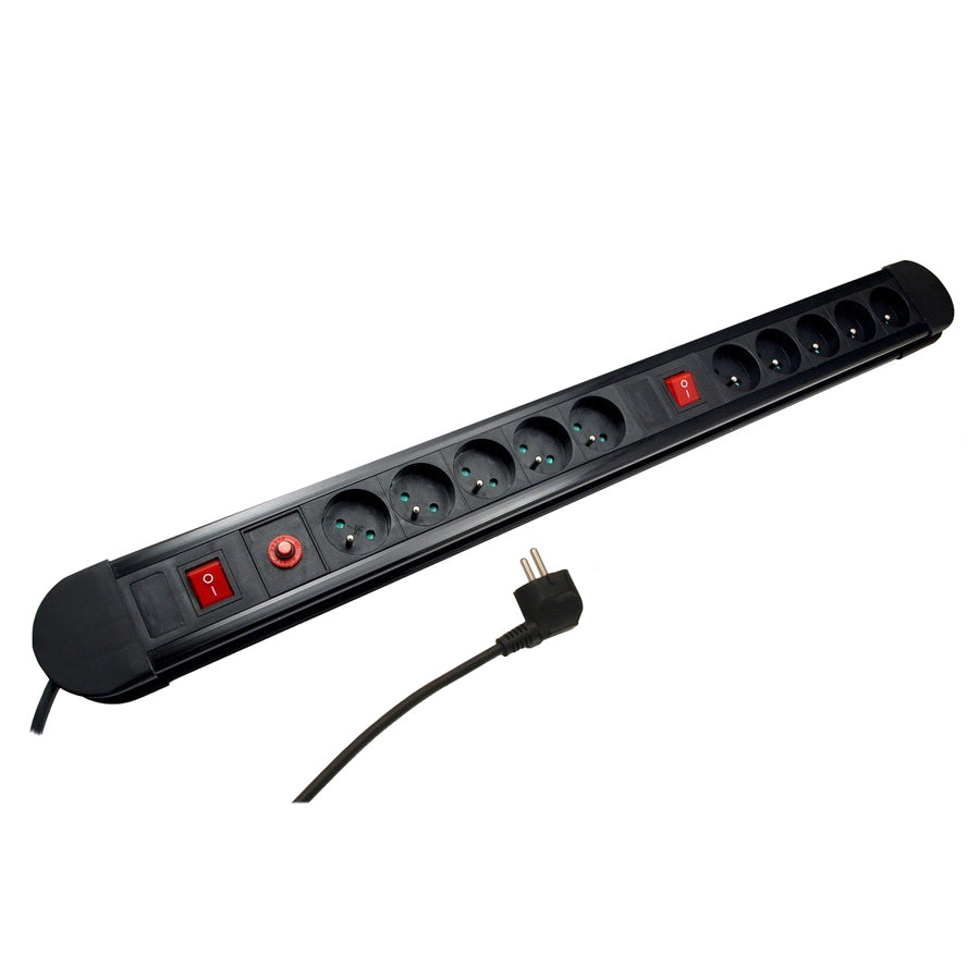Multiprise Maclean, rallonge 10 prises, 2 interrupteurs, protection et signalisation de surcharge, 3680 W, MCE10