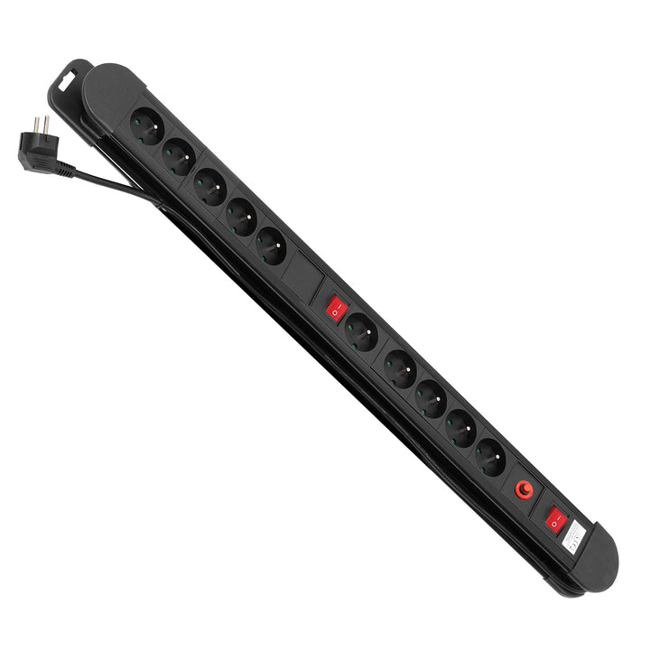 Multiprise Maclean, rallonge 10 prises, 2 interrupteurs, protection et signalisation de surcharge, 3680 W, MCE10
