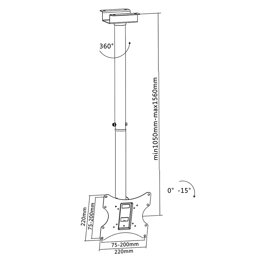 Verstelbare TV-beugel plafondbeugel 23-42" maximale belasting 50kg VESA 200x200 Maclean MC-580