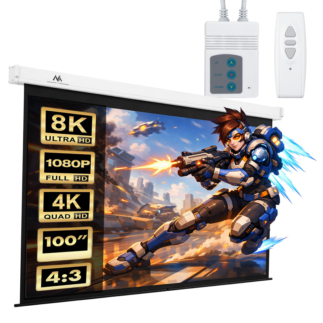 Op afstand bedienbaar elektrisch projectiescherm 100" 4:3 200x150 Maclean MC-592