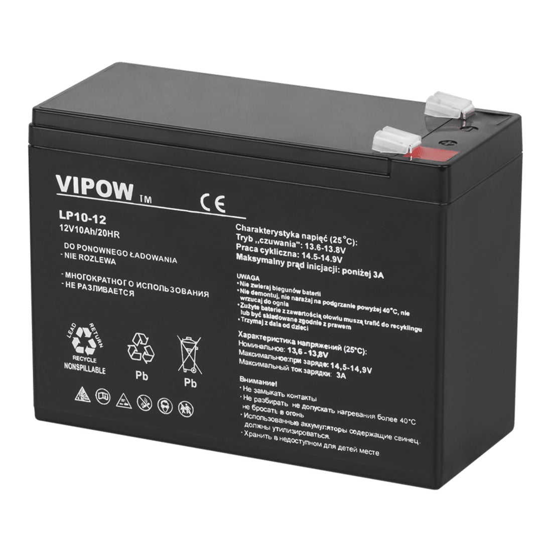 Batterie gel rechargeable 12V, 10Ah sans entretien  VIPOW