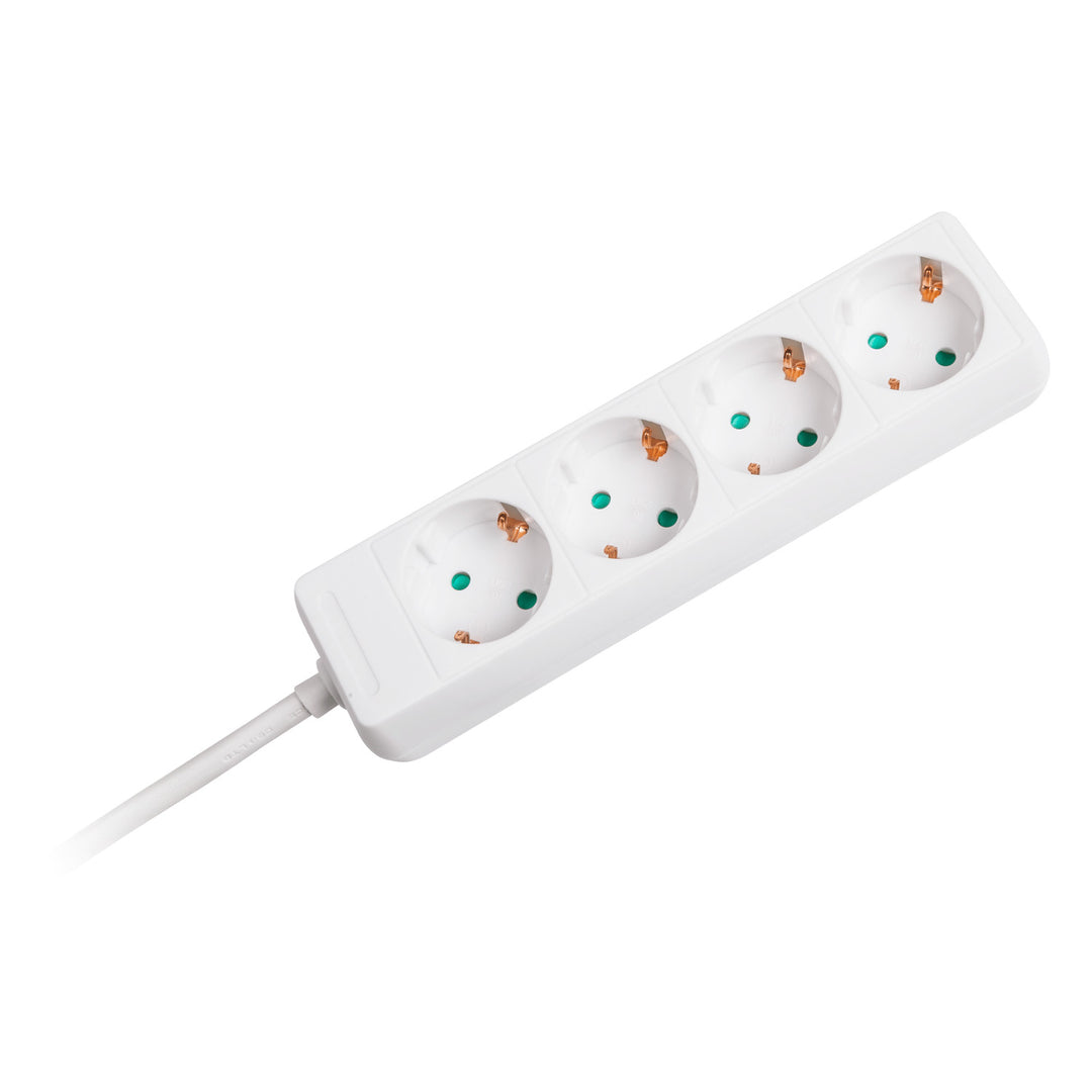 Câble d'extension blanc Rebel 4 prises type allemand, longueur 1.5m (3x1.0) sans interrupteur