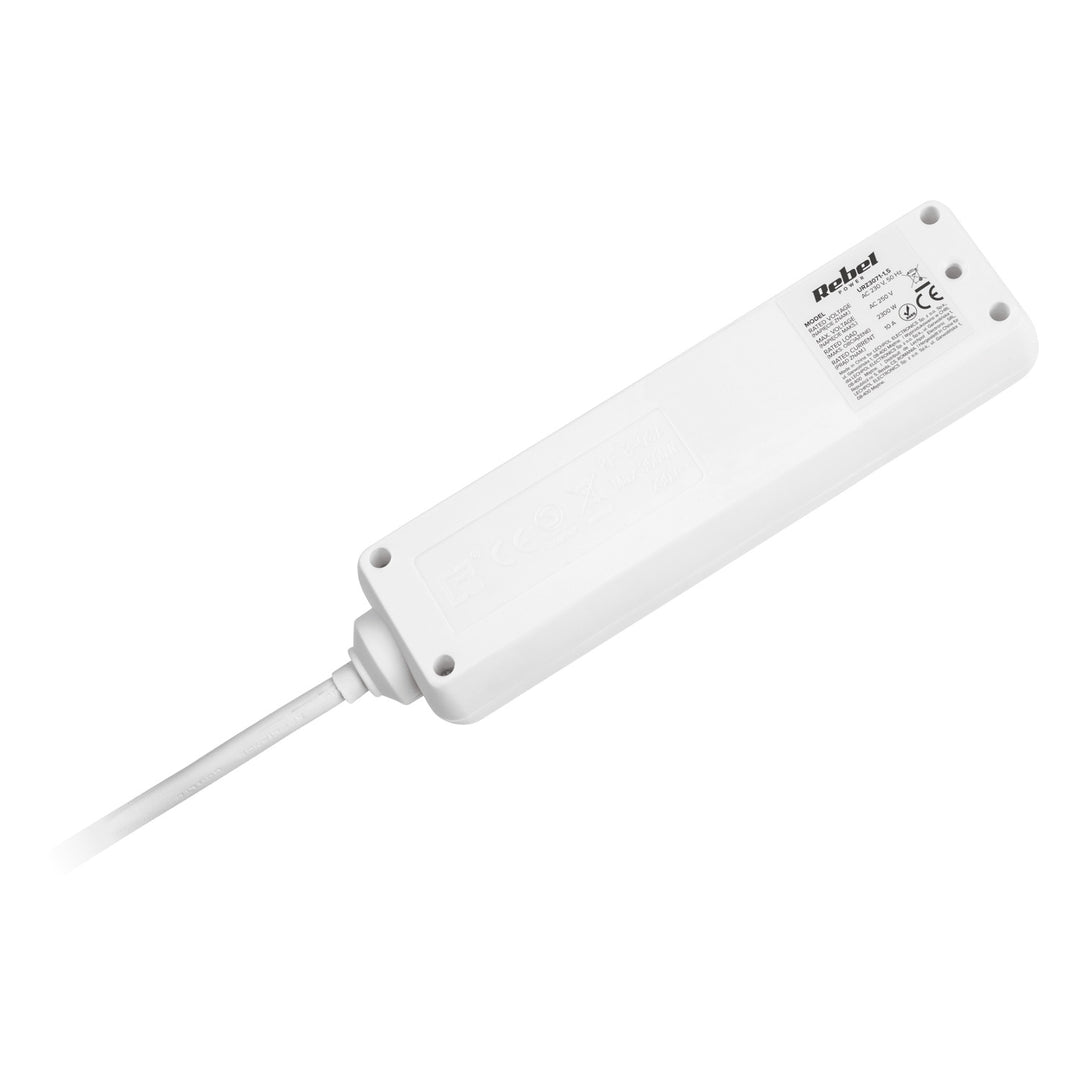 Câble d'extension blanc Rebel 4 prises type allemand, longueur 1.5m (3x1.0) sans interrupteur
