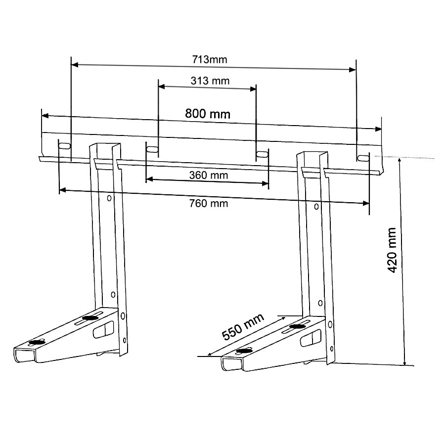 Steunbevestiging voor airconditioner maximale belasting 200 kg