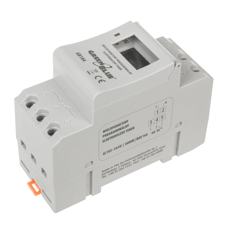 Programmateur interrupteur minuterie numérique pour rail DIN GreenBlue GB104