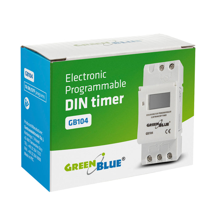 Programmateur interrupteur minuterie numérique pour rail DIN GreenBlue GB104