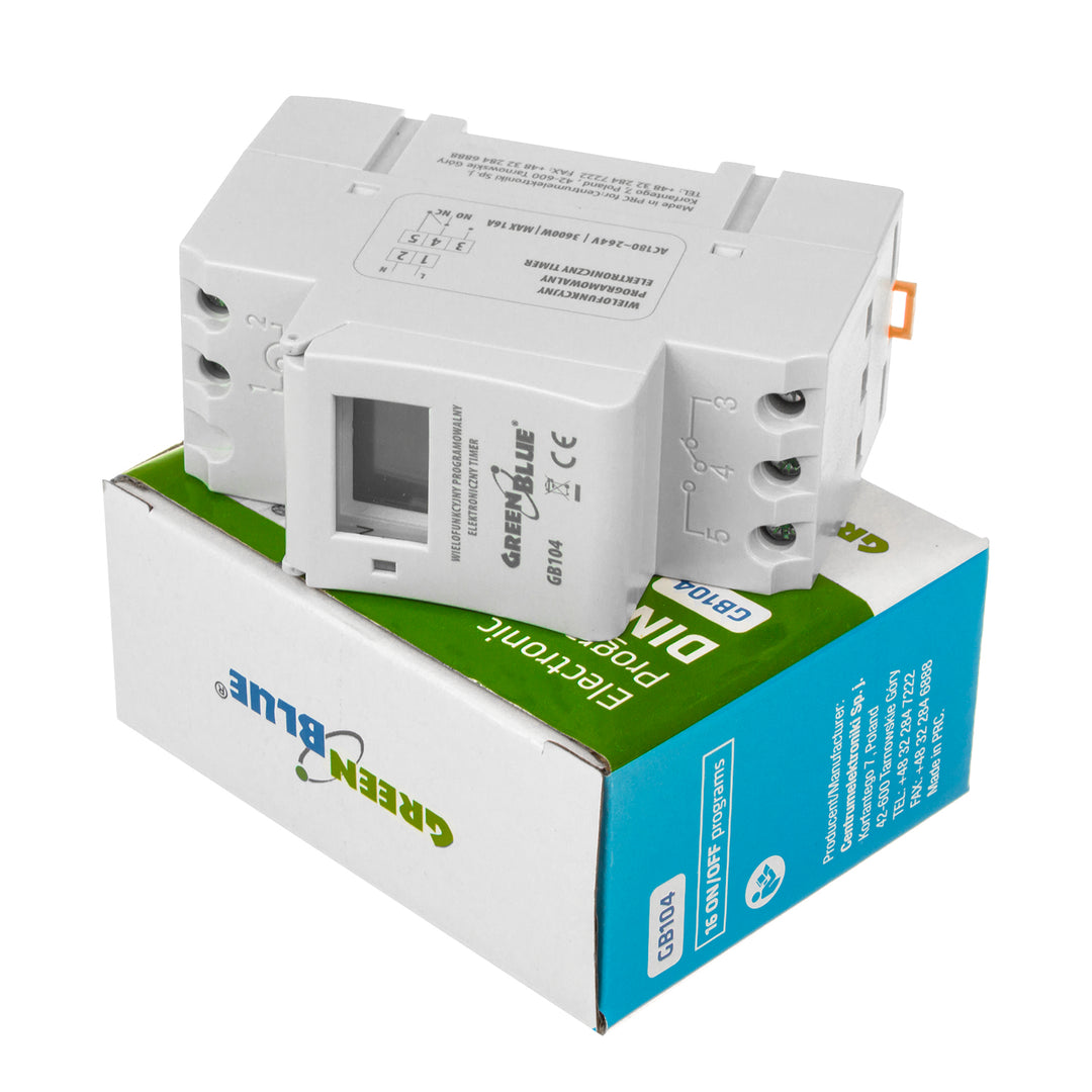 Programmateur interrupteur minuterie numérique pour rail DIN GreenBlue GB104