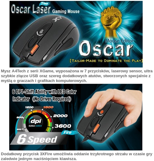 Souris filaire gaming Laser Evo XGame Oscar X750 A4Tech