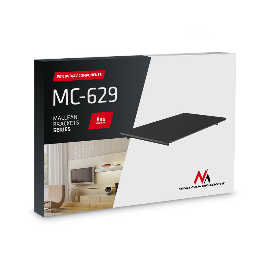 Support étagère pour équipement RTV DVD en verre max 8 kg Maclean MC-629