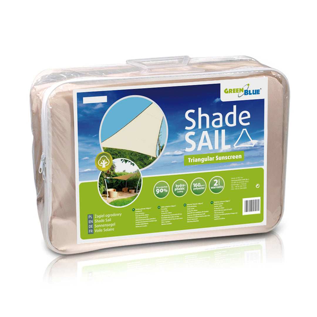 Toile solaire Voile ombrage triangle 5 m GreenBlue GB502 couleur crème