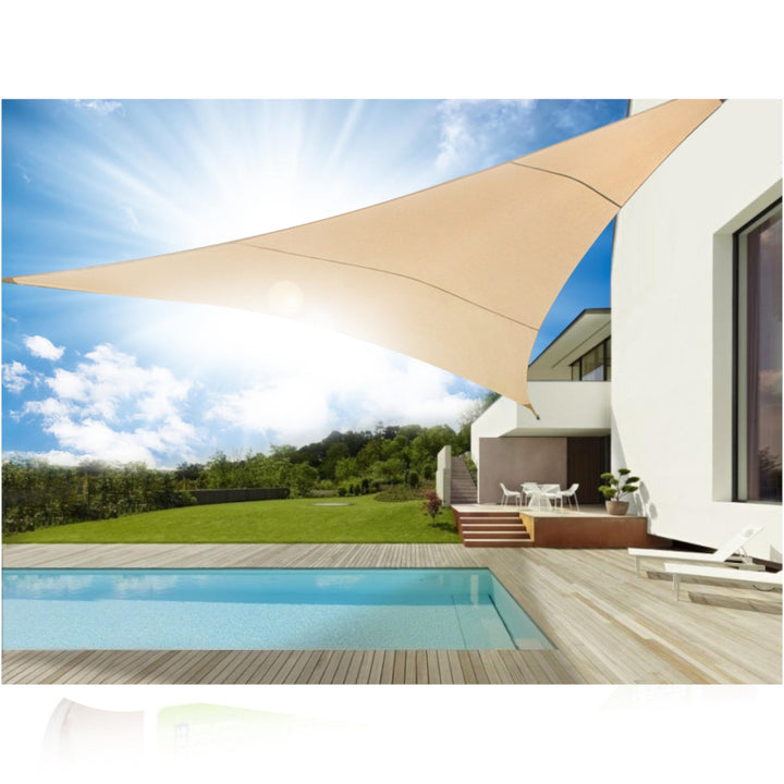 Toile solaire Voile ombrage triangle 5 m GreenBlue GB502 couleur crème