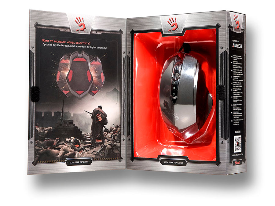 Souris USB V8M sanglante A4Tech type de souris filaire (capteur): Optique