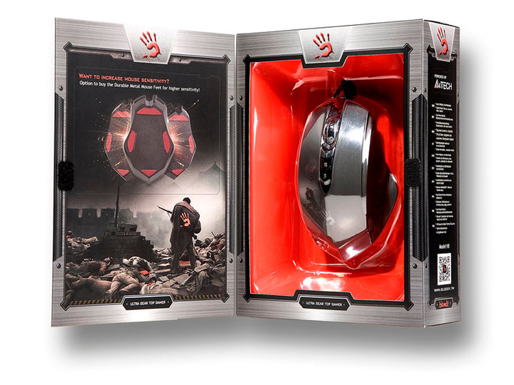 Souris USB V8M sanglante A4Tech type de souris filaire (capteur): Optique