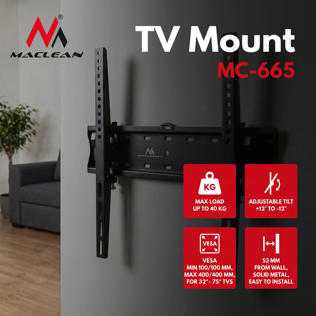 Support mural pour téléviseur LCD LED PLASMA 32-55" 40 kg Maclean MC-665