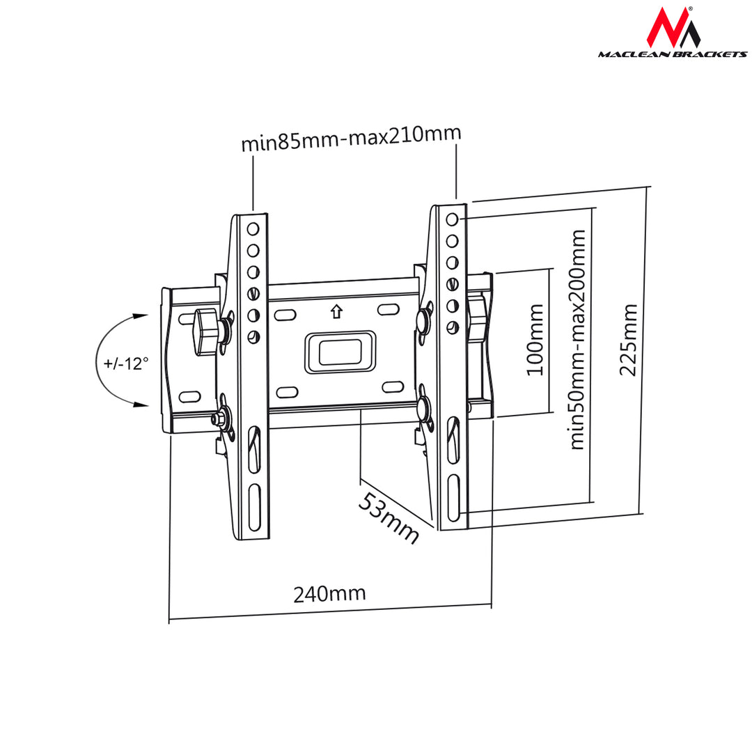 Verstelbare TV-muurbeugel 23-42" maximale belasting 30 kg Maclean MC-667