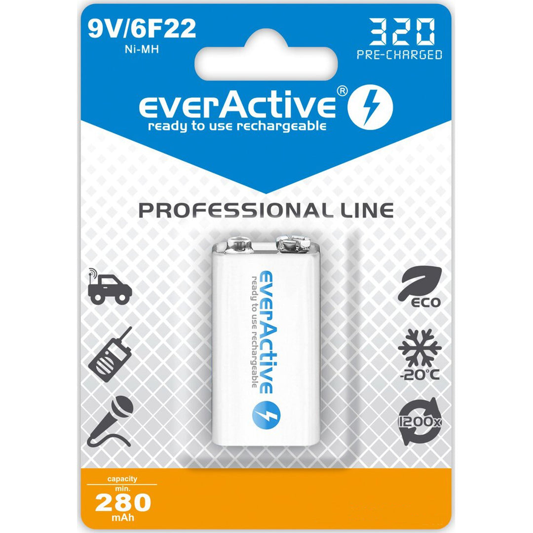6F22 / 9V Ni-MH 320mAh EverActive oplaadbare batterij
