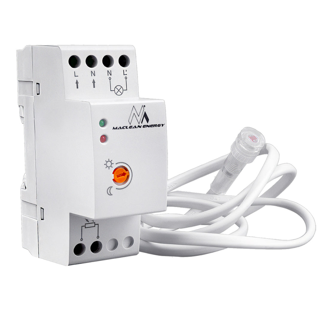 DIN-rail schemerschakelaar met externe sensor Maclean MCE83 220-240V/AC, 50Hz 20A