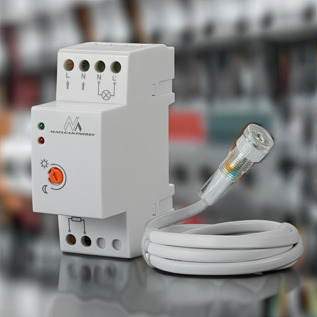 DIN-rail schemerschakelaar met externe sensor Maclean MCE83 220-240V/AC, 50Hz 20A