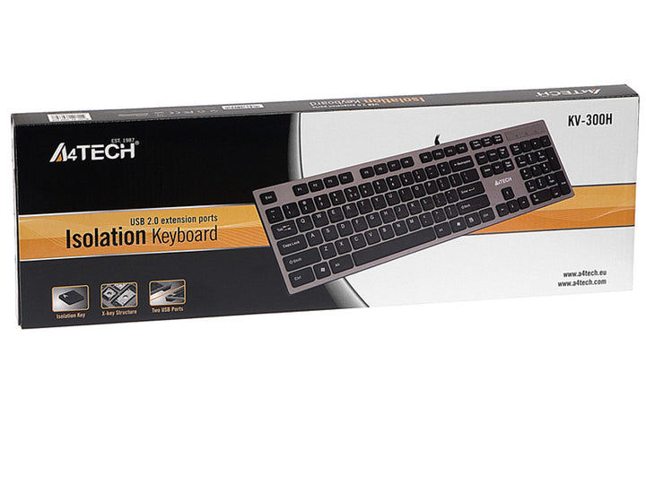 A4-Tech Ultraslank bedraad KV-300H slank USB-hubtoetsenbord