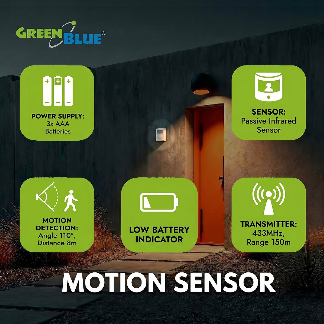 GreenBlue GB3400 IP44 mini draadloos alarm tot 120 m