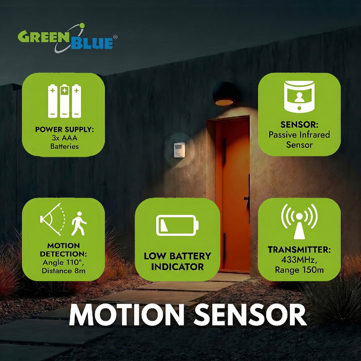 GreenBlue GB3400 IP44 mini draadloos alarm tot 120 m