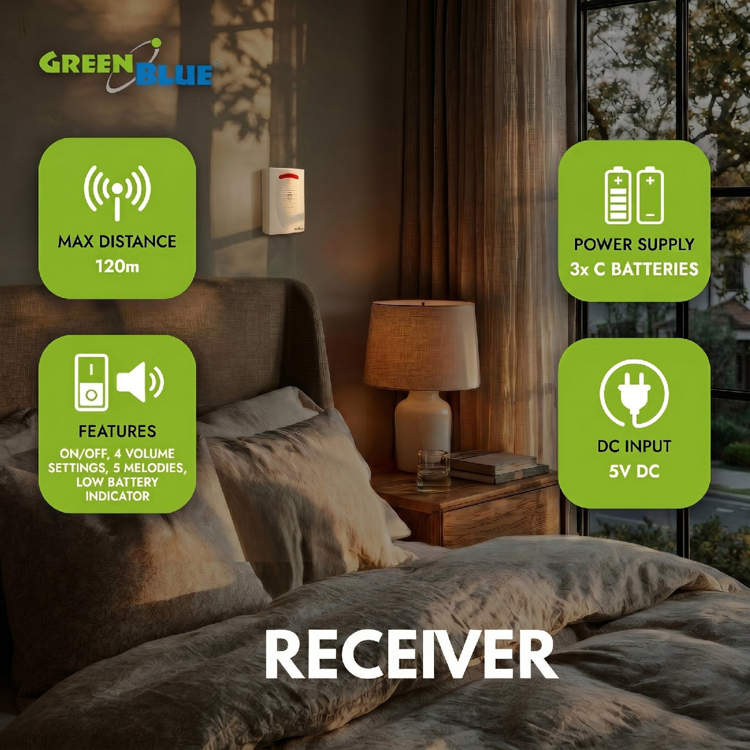 GreenBlue GB3400 IP44 mini draadloos alarm tot 120 m