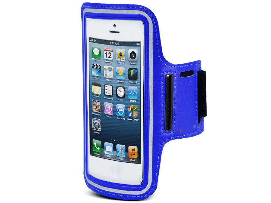 Brassard de téléphone 4.8" Etui de protection pour le sport Sac de course à pied Gym Fitness Jogging Bleu