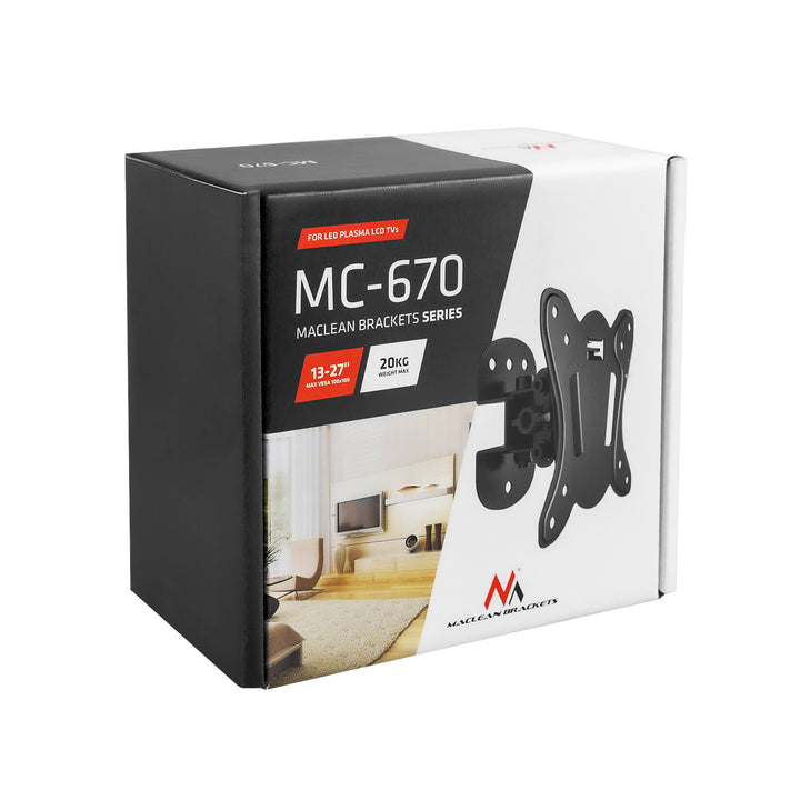 Support pour TV ou moniteur 13-27 " Maclean MC-670 20kg max vesa 100x100