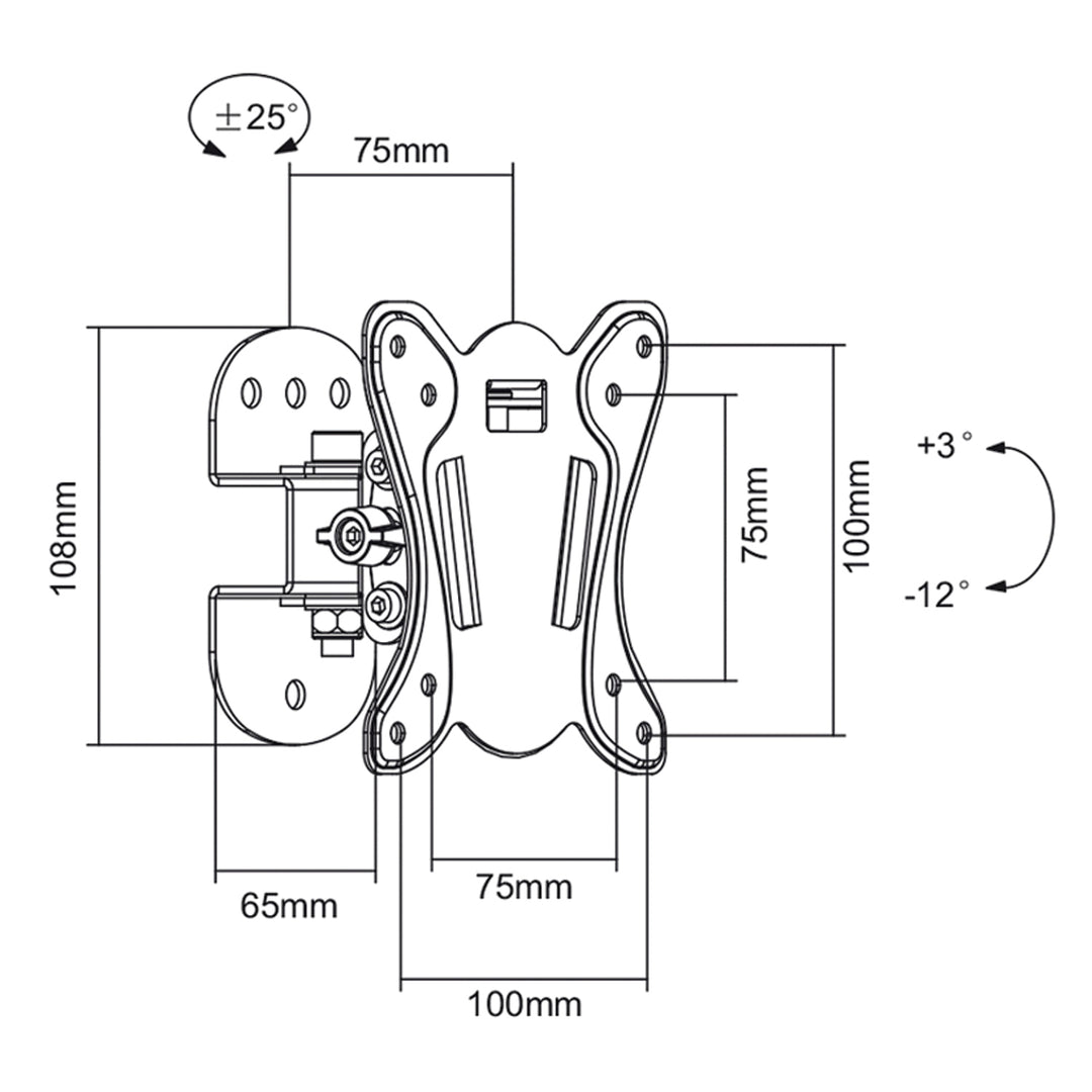 Support pour TV ou moniteur 13-27 " Maclean MC-670 20kg max vesa 100x100