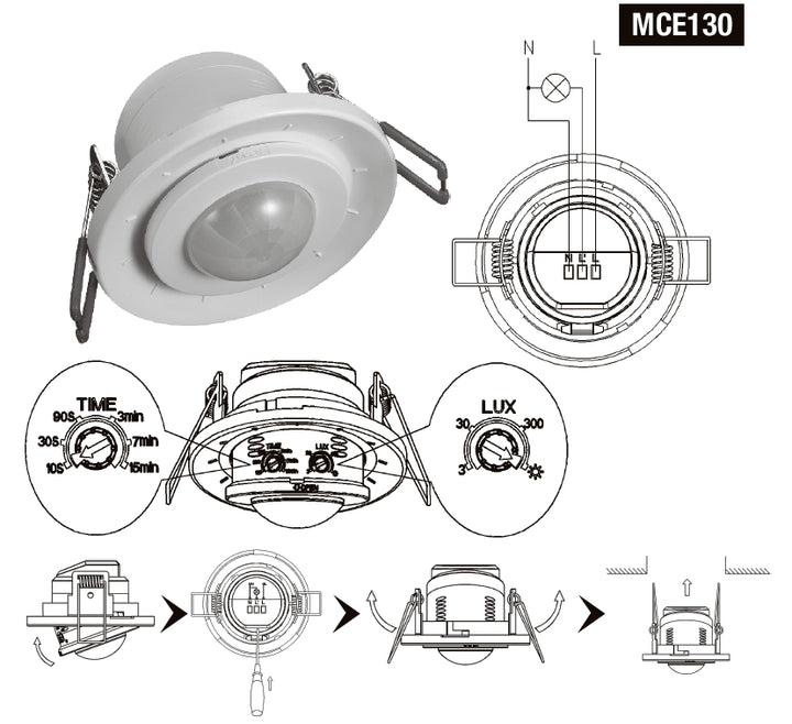 PIR infrarood bewegingssensor voor Maclean Energy MCE130 lamp