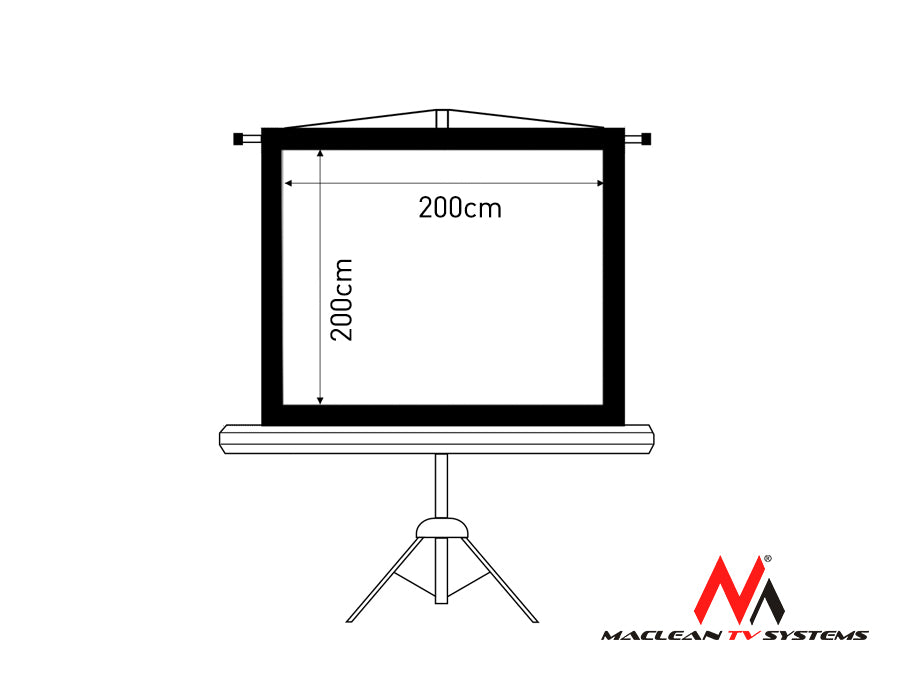 Vrijstaand projectiescherm 112" 1:1 200x200 Maclean MC-680