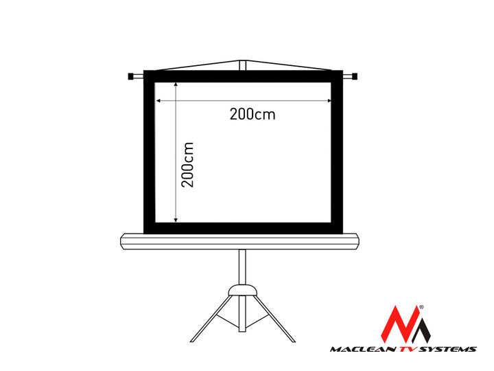 Écran de projection sur pied 112" 1:1 200x200 Maclean MC-680