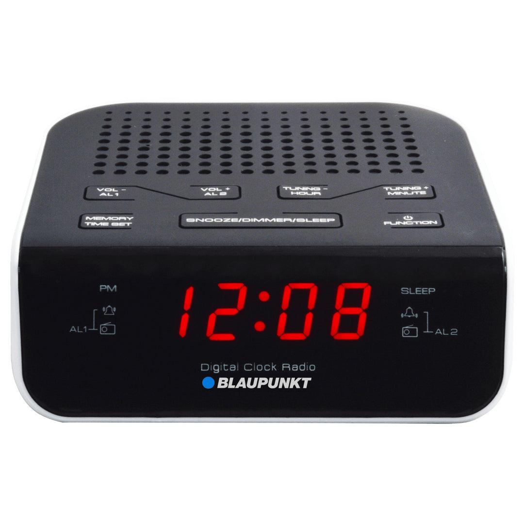 Zwarte LCD wekkerradio CR5WH Blaupunkt met alarm- en snoozefunctie