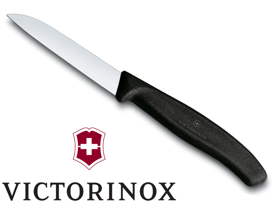 Victorinox keukenmes, glad, 8cm, zwart, 6.7403