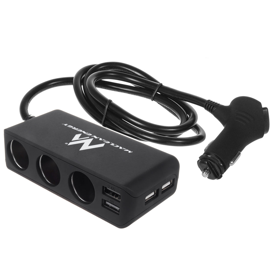 Prise allume-cigare multi 3 voies 2 sorties USB Maclean MCE117