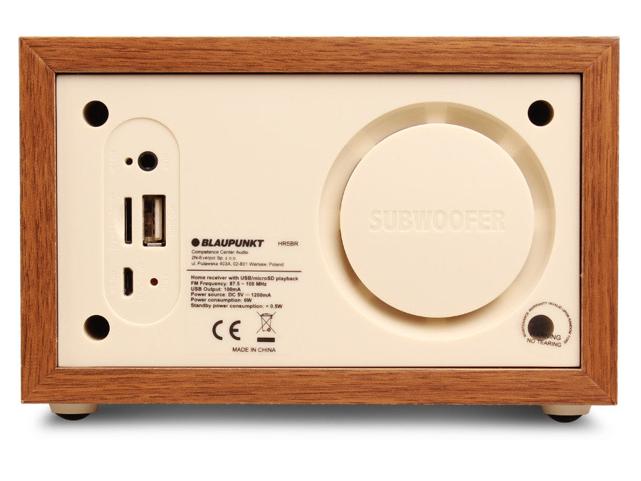 Radio en bois radio-réveil FM USB 2.0/SD/AUC HR5BR Blaupunkt