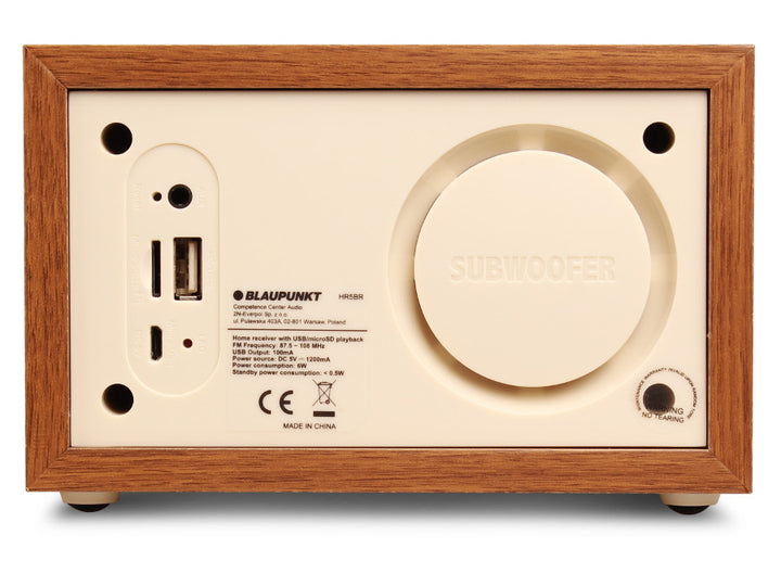 Radio en bois radio-réveil FM USB 2.0/SD/AUC HR5BR Blaupunkt