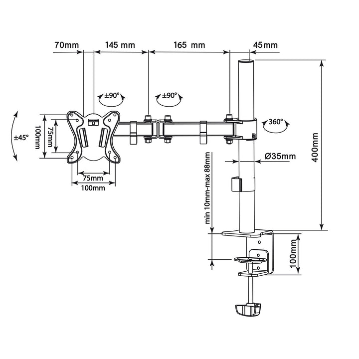 Tafelbeugel voor 13-27" monitor maximale belasting 8 kg Maclean MC-690