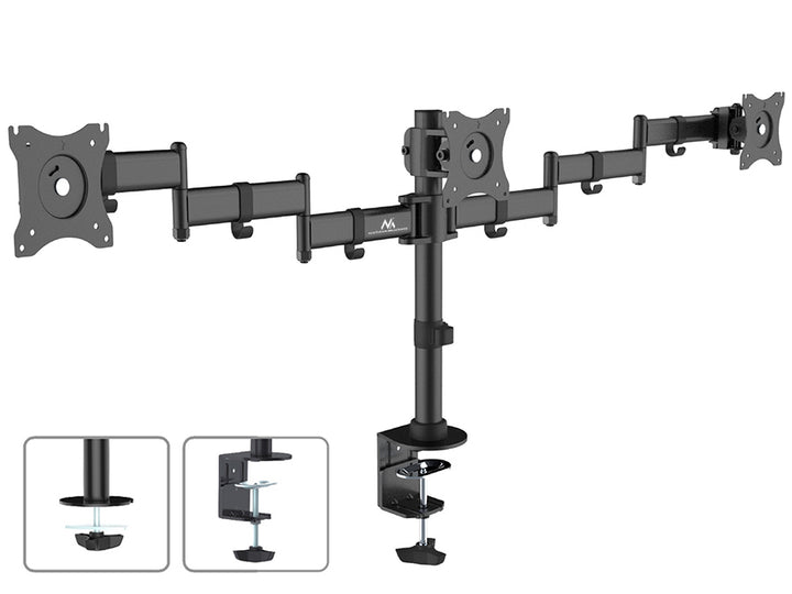 Tafelsteun voor 3 13-27" monitoren, maximale belasting 8kg per Maclean MC-691 steun