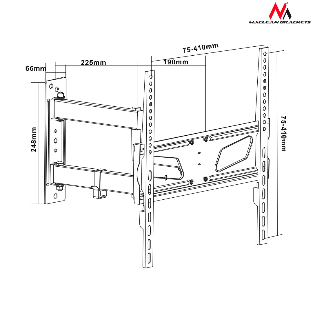 Support TV réglable pour écrans incurvés 26-55 " 30kg Maclean MC-711 N