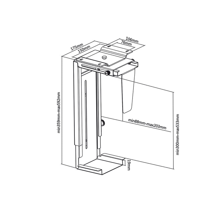 Support d'unité centrale sous bureau charge maximale 10 kg Maclean MC-713 S