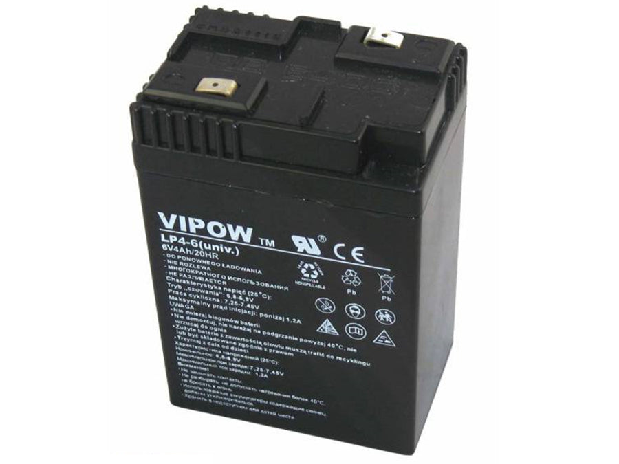 Batterie gel Vipow 6V 4Ah rechargeable sans entretien