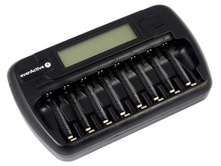 Chargeur de batterie AA et AAA everActive, 8 canaux, écran LCD, NC-800