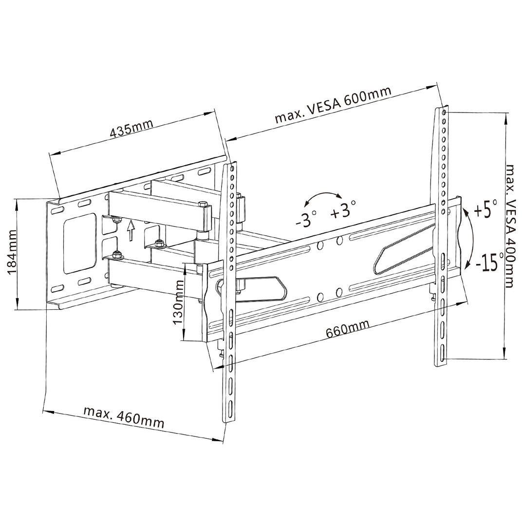 Brandbare muurbeugel voor tv of scherm 37-80" 40 kg Maclean MC-723 B