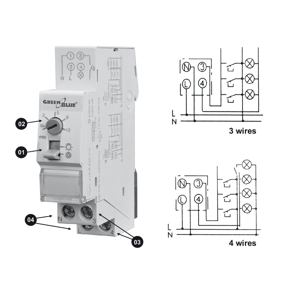 Trappenhuisverlichting timer 16A 250V GroenBlauw GB114