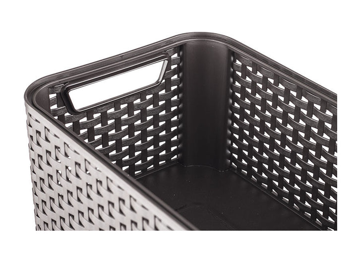 Panier Curver, multi-usages, avec couvercle, brun foncé, Rattan Style L