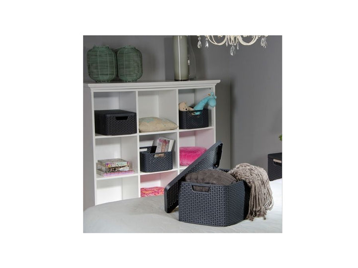 Panier Curver, multi-usages, avec couvercle, gris, Rattan Style L