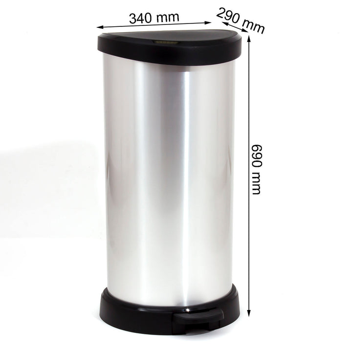 Poubelle 40 litres avec pédale Curver silver